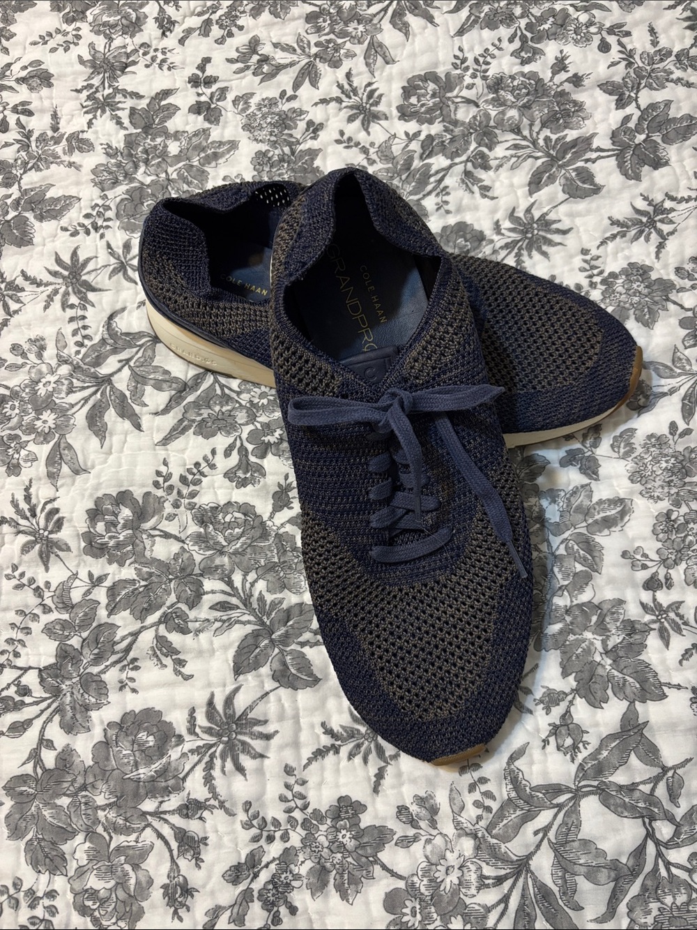 Cole Haan Navy Knit Lace-Up Sneakers